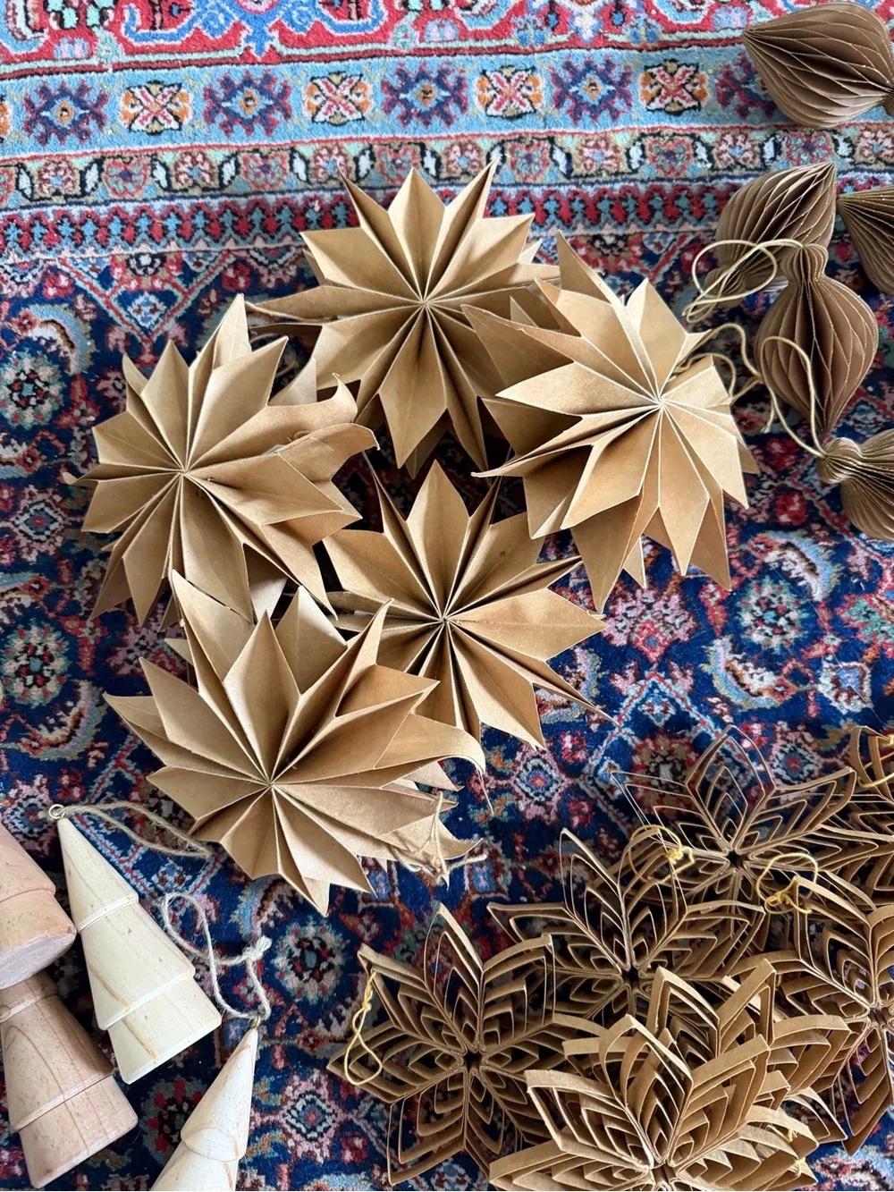 West Elm White & Gold Scandinavian Paper Ornaments & Stockings